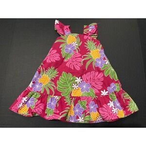 Strawberry Guava Hawaiian Pineapple Floral Print Ruffle Dress Kids 24M